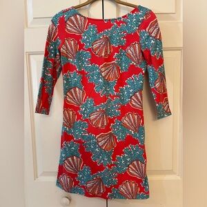 Lilly Pulitzer Coral and Turquoise Patterned Dress Size XS